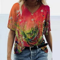 Qwertyu casual bluze za žensko odobrenje V izrez kratki rukav plus veličine Poslovne košulje Grafički