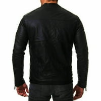 Kožna jakna za muškarce - turtleneck s dugim rukavima Parka Solid PARKA puna zip tanka modna kardiganska jakna crna