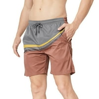 Xinqinghao Lounge kratke hlače Muška ljetna prugasta kontrastna boja Ležerne prilike na otvorenom na otvorenom na plaži Pet-točke hlače Tegotine Grey XXL