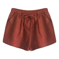 FINELYLOVE ženske kratke hlače Ležerne kratke hlače za žene kratke hlače Visoki struk od sredine crvene