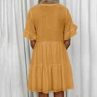 Ležerne haljine za žene Plain Comfy Slatka Ispis Kratki rukav V-izrez Pocket Sunderss haljina Ljetna