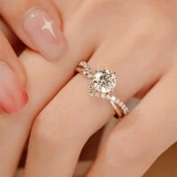 Srebrni geometrija Ring Rhinestone prsten elegantno geometrija prsten za rhinestone pune dijamantne