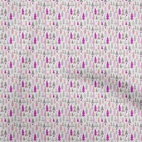 Onuone pamučna svila Fuschia ružičasta tkanina Drvena stabla DIY odjeća prekriva tkanina za ispis tkanina