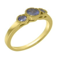 Britanci napravio 9k žuto zlato prirodni prsten za natural tenzanite - Opcije veličine - Veličina 4,5