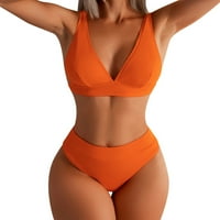 Amlbb ženska seksi bikini solidna set kupaći kostim Dvije punjene grudnjake kupaćih kupaćih odjeći za