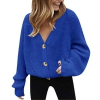 Gzea Cardigani za žene Ženski džemper s dugim rukavima Otvoreno prednji kardigan gumb Labava odjeća