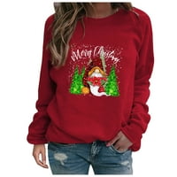 PBNBP Ženski modni labavi božićni džemper za okrugli vrat