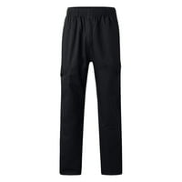 Vučene muške hlače, povremene pamučne patvene pantalone, osnovni kratak za klizanje brzog suhog labavog udobnog slabovi, tiskane trake za pojas BLACK, XL