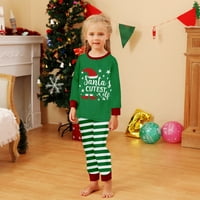 Green Striped Božićne pidžame za porodice Organic Pamuk Jammmes Crtioon PJS postavio veliku djecu-djecu-odrasli-psi,