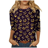 Tking modni vrhovi modnih rukava za žene Crewneck Halloween košulje za štampanje Ležerne prilike labave