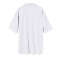 Košulje s gumbom za muškarce Ljeto kratki rukav labavi FIT Ljetni majica na plaži bijeli l