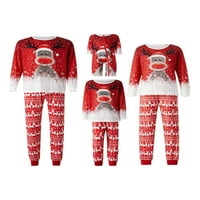 Porodične božićne pidžame Podudarni setovi, dugi rukav jelen pahuljica pulover za ispis + hlače za djecu