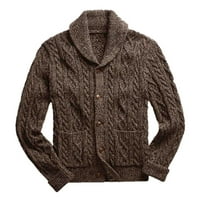 KPOPLK MENS zimski kabel pleteni casual kardigan muški rever pleteni džemper kardigan džemper elastična