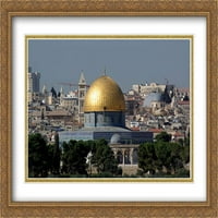 Jeruzalem, kupola rocka matted veliki zlatni ukras uokviren umjetničkim otiskom od strane gradske akcije