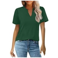 Ženske casual labave majice kratki rukav modni V izrez Soild Tops T-majice Tee S-2xl