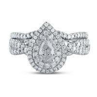 14k bijeli zlatni kruški dijamant Bridal Set za vjenčanje CTTW
