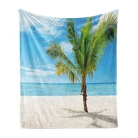 Havajska mekana flanela baca pokrivač kokosovog palma i travnjaka na pješčanoj plaži Poipu na Havajima