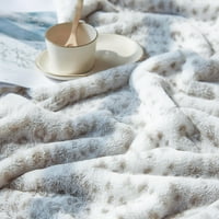 Ispisano FAU zečje krzno bacanje, lagana plišana ugodna mekana pokrivačica, 50 60