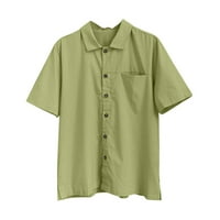 Haxmnou Muška letnja casual gumb spuštena puna košulja sa džepom zelenom xl