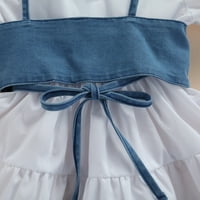 Djevojke toddlera Ljetna jesena odjeća za odjeću traper remen kopče bez rukava + bijela košulja princeze