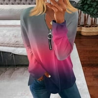Yubatuo ženski patentni zatvarač na vrhu pamučne bluze casual modne majice vrhovi ženskih ležernih rukava dugih rukava dukserica za žene vruće ružičaste s