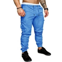 Pješačke hlače za muškarce Lagane vučne marake opuštene fit muške teretne hlače Solidne boje Muškarke hlače Labavi nebo plavi 3xl