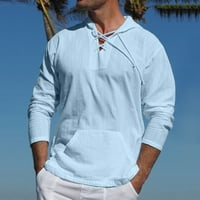 Muški pulover s dugim rukavima, majice Henley čipke ubrzave ležerne lagane plaže hipper t džepne vrhove