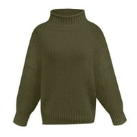 Guvpev ženska labava ležerna pulover okruglog vrata debela navoja TOP - vojska zelena l