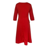 Outfmvch Crvena haljina Vintage Princess O-izrez Dugme na rukavu Party Aline Swing Mini haljina Ženske
