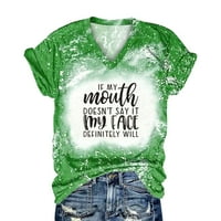 Ženske vrhove Ženska modna casual labava bluza Tiy-dye tiskanje V majice majice Bluza Print Tee