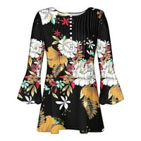 Cvjetne tiskovine majice modni casual rukav s kratkim majicama Dressy casual majice labavi tunik