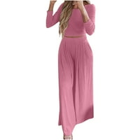Odieerbi haljine za žene Trendy dugih rukava s dugim rukavima, casual elegantno odijelo setovi ružičaste