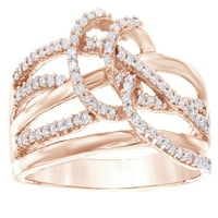 Bijeli prirodni dijamantni prsten u 10k ružičastog zlata