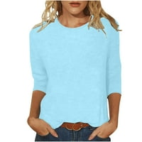 Košulje za žene 'Ženska solidna rukava Crewneck T-majice Labavi Ležerne prilike Moda Comfy Slim Fit Pulover Bluze vrhovi