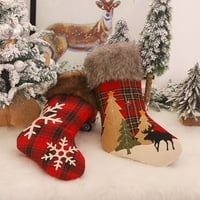Santa Claus Cute Elk Dječji bombonski torbi Viseći čarape Veliki Xmas Ornament Emneidered Džepki Viseći