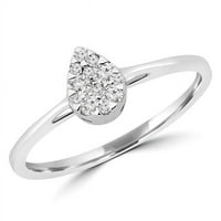 Veličanstvo Diamonds MDR190077- 0. CTW okrugli dijamantski Obećaj kruškog prstena za klaster u 14k bijelo