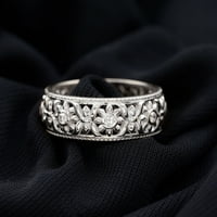 Priroda nadahnuta cvjetni bend prsten sa dijamant, 14k bijelo zlato, SAD 12,00