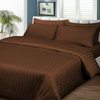 Luksuzni krevet za krevet Deep Džep - Broj navoja - egipatski pamuk - ekstra mekani i luksuzni, lagana njega - čokoladna pruga, kraljevska veličina