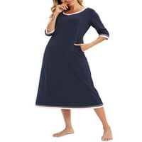 Ženska ležaljka haljina s džepovima rukavi labave spavaćice Lounging pidžama