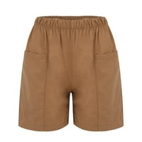 Pgeraug ženske hlače Bermuda kratke hlače Elastične struke pamučne kratke hlače sa džepovima Duljine