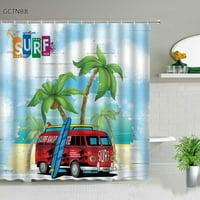 Crtani ljetni pejzažni tuš sa zavjesom kamper kokosovo drvo dječje uređenje zidne zavjese poliesterska zavjesa za kupaonice