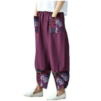 Knqrhpse hlače za žene široke ležerne nepravilne ženske noge pamučne hlače Patchwork labave pantalone
