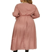 Hanerdun Women plus veličina midi haljina ženska haljina visokog struka haljina ružičasta 4x