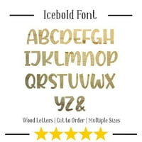Drvena slova Nedovršeni zanat, 5 '' Visoka pisma od drveta od abecede DIY, slika sa paintbale icebold font