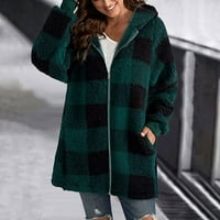 Ženski kaputi Zimski plišani patentni patentni patentni salon sa dugim rukavima sa džepnim labavim jakni