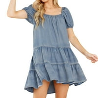 Lilgiuy plus veličina suknja za žensku modnu ljetnu ljeto u boji Casual s kratkim rukavima haljina haljina
