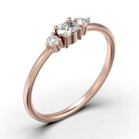 Minimalistiki 0. Carat Slim Oval Cut Diamond Moissite Fairy Angažman prsten, nježni vjenčani prsten