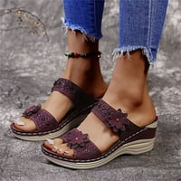 Wozhidaose Womens Sandals Wedge Sandale za žene Cvijeće klinovi Prozračne peep toe sandale klizne na