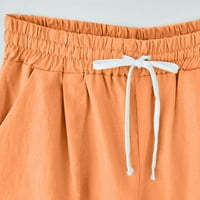 Dqueduo ženske kratke hlače plus veličine ljetne čvrste pet bodova Hlače velike veličine pamučne posteljine