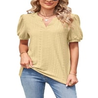 Rejlun dame majica u šupljim majicama kratki rukav ljetni vrhovi za žene casual pulover dnevno odjeća tunika bluza žuta l
